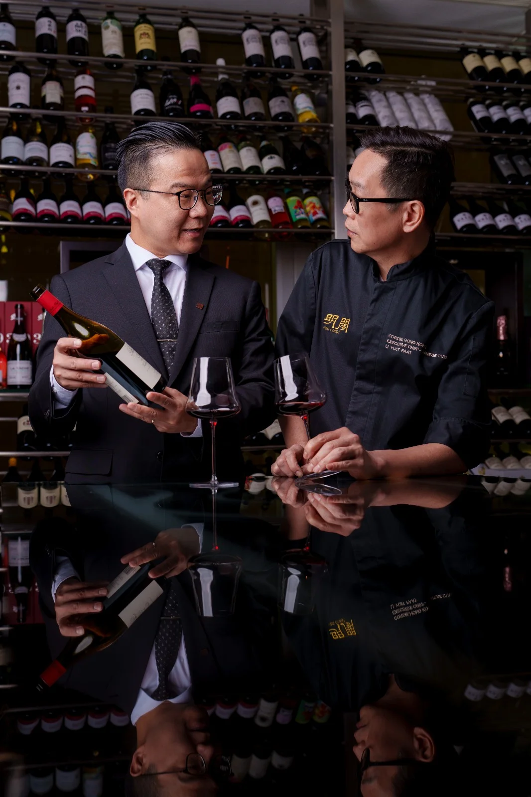 Noble Li and Chef Li Yuet-Faat in the Ming Court wine cellar